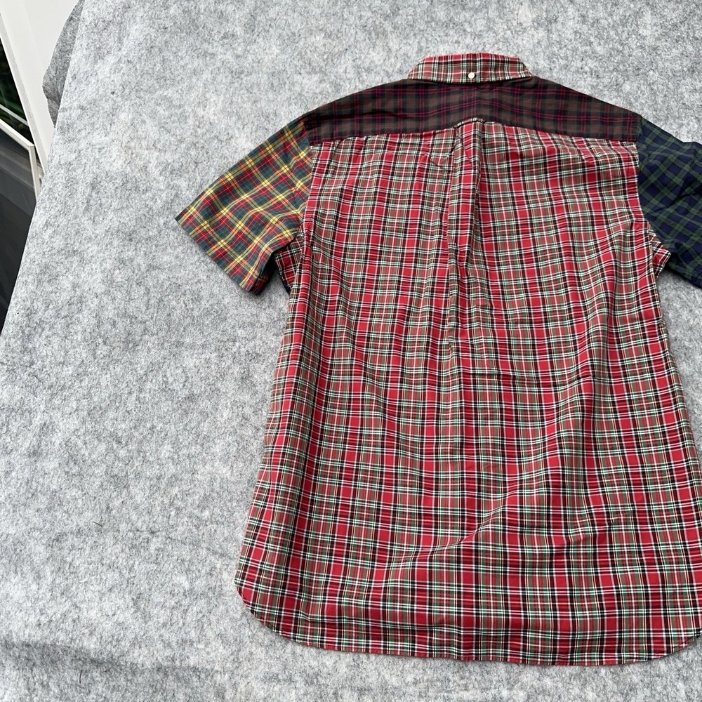 Polo Ralph Lauren Patchwork Plaid Shirt Mens Medium Henley Button Up Green - Picture 9 of 15